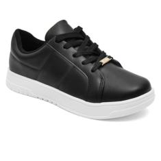 Tênis Moleca Casual Strech- Preto/Branco