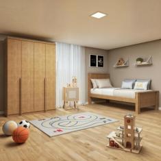 Quarto Infantil com Guarda-roupa Solteiro 4 Portas 2 Gavetas Alonzo e 