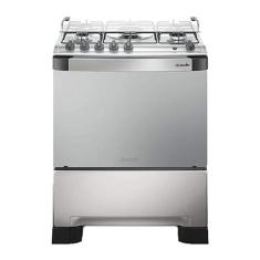 Fogão 5 Bocas Mueller Decorato Inox com Mesa de Inox Bivolt, Bivolt