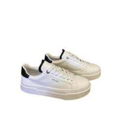 Tênis Arezzo Branco Bico Redondo Preto-Feminino