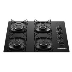 Cooktop 4 Bocas a Gás Continental Mesa de Vidro Preto com Acendimento 