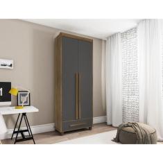 Guarda Roupa Solteiro com 2 Portas 1 Gavetas Dubai Cinamomo/Grafite