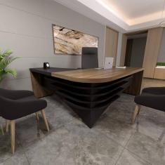 Mesa Tamburato Diretor Ii Ld - Charuto/Preto 6098