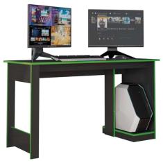 Mesa Gamer Para Computador Escrivaninha Preta Verde Caemmun