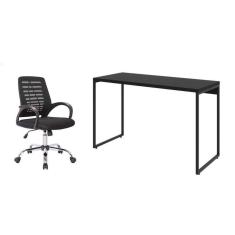 conjunto de mesa studio 120 cm com cadeira de escritório secretária giratória light preta