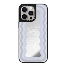 CASETiFY Capa espelhada para iPhone 15 Pro Max [reflexiva/proteção contra quedas de 1,5 metros/compatível com Magsafe] - Amor próprio - prata em preto