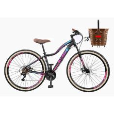 Bike Feminina Aro 29 KSW MWZA Retrô 21v Shimano Com Cesta-Feminino