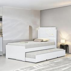 Cama Bibox Solteiro com Aplique Luiza Branca