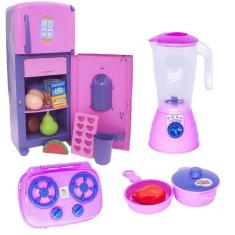Brinquedo Cozinha Menina Geladeira Liquidificador Fogão 15P - Altimar