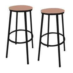 Kit 2 Banquetas Alta Banco Bar Balcão Bistrô Sem Encosto Preta - Mover