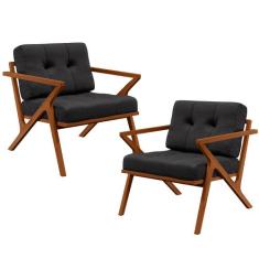 Kit 02 Poltronas Decorativas Sala de Estar com Cintas de Corano Laís B