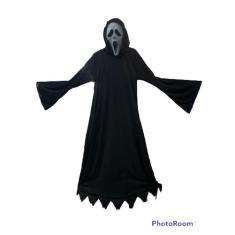 Fantasia Pânico Adulto ou Pânico infantil Túnica Preta e Máscara - Ita
