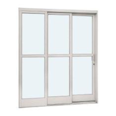 Porta de Correr com Divisão Central em Aço 217 x 160 x 14 cm 3 Folhas 