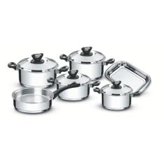 Jogo De Panelas Tramontina Solar Baquelite Em Aço Inox Fundo Triplo 6 Peças