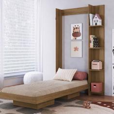 Cama Solteiro Articulável Vertical Com Estante 80 Vancouver Mel