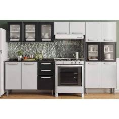 Cozinha Modulada Completa Evidence 4pçs (2 Armários Balcão Paneleiro) C4P57 Branco/Preto - Bertolini