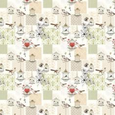 Papel De Parede Pássaros Coração Gaiola Autocolante Lavável - LRP