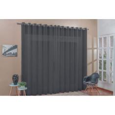 Cortina Voal 7,00 X 2,80M Ilhós Cromado,Sala / Quarto Preto