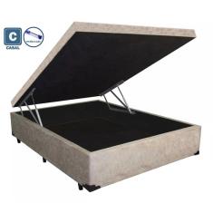 Cama Box Baú Casal Gold AColchões Suede Bege 41x138x188