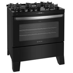 Fogão Atlas 5 Bocas Agile Up Glass com Mesa de Vidro e Trempes Aneladas Bivolt – Preto