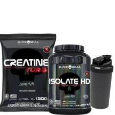 Creatine Turbo Reffil - 500G + Isolate Hd 900G +Coqueteleira - Black S