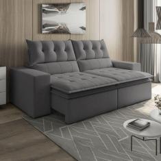 Sofá Retrátil e Reclinável 290cm Veludo M118 Cinza