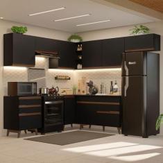 Armário de Cozinha Completa de Canto 462cm Preto Reims Madesa 03, Pret