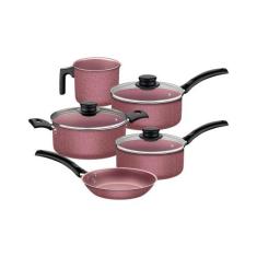 Jogo De Panelas 5 Peças Turim Cores Antiaderente Tramontina, Rosa