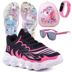 Tenis Infantil De Led Meninas Calce Facil Desenhos Luzinha LIGHT + Moc
