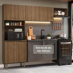 Armário de Cozinha Compacta 235cm Rustic Gourmet Madesa XA03, Rustic