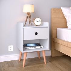 Mesa de cabeceira Retrô Decore 1 Gaveta - Branco - rpm Móveis