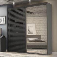 Guarda-roupa Autes Sol 2 Portas Titânio Ripada com Espelho