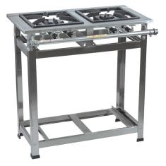 Fogão Industrial 2 Bocas Duplas 30x30 Perfil 7 de Baixa Pressão em Aço Inox