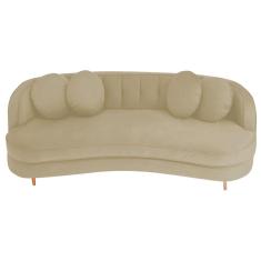 Sofá Curvo 3 Lugares Orgânico Sala Recepção Escritório Decorativo Luxo Panamá 185cm Suede Cor Cinza