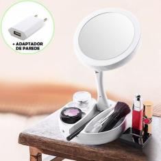 Espelho Redondo Dobrável Mesa LED Maquiagem CBRN14132 - COMMERCE BRASI