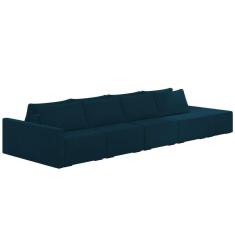 Sofá Ilha Modular Com Puff Para Sala Living 432cm Georgia K04 Veludo Azul - Mpozenato