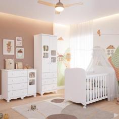 Quarto de Bebê Completo Berço Americano Uli Guarda Roupa Uli 2 Portas 