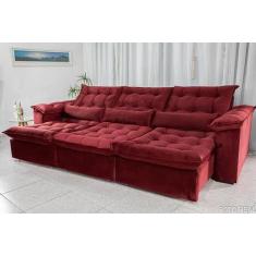 Sofá Retrátil e Reclinável Ipanema 2,10m em Tecido Veludão C/ 03 Módul