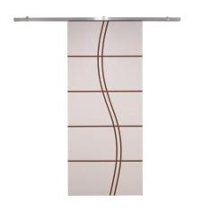 Porta De Correr Branco Prime Frisada Kit Alumínio Fs Duplo - 210x80 - 