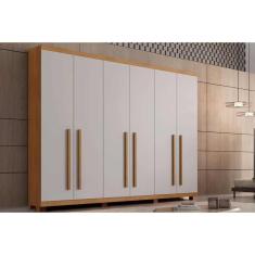 Guarda Roupa 6 Portas E 6 Gavetas C/ Pés Pernambuco Naturale/off White - Rufato