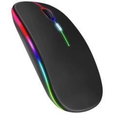 Mouse Sem Fio Recarregável, premium 2.4GHz e Bluetooth, LED RGB Colorido, Silencioso, Design Slim Ergonômico, Compatível com Notebook e PC
