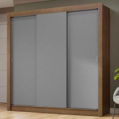 Guarda-Roupa Casal 3 Portas de Correr Rustic/Cinza Nobre Madesa, Rusti