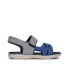 Sandália Infantil Molekinho Papete Napa Cinza/Azul Marinho-Masculino