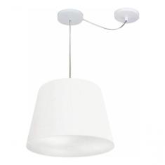 Lustre Pendente Cone Com Desvio De Centro Vivare Md-4276 Cúpula Em Tecido 30x40cm - Bivolt Branco 127/220v