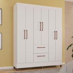 Guarda Roupas Brilho 100 MDF 6 Portas 2 Gavetas - MH Móveis, Branco
