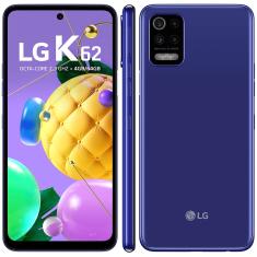 Smartphone LG K62 Azul 64GB, Tela de 6.6”, Câmera Traseira Quádrupla, Android 10, Inteligência Artificial e Processador Octa-Core