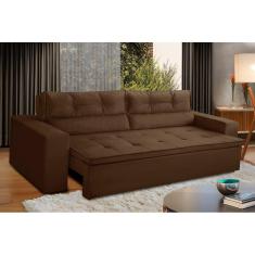 Sofá Retrátil e Reclinável 3 lugares com Molas 1,80m Vegas Suede Marrom Adonai Estofados