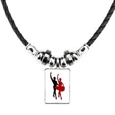 DIYthinker Colar Social Dancing Duet Dance Performance Joias Torque Pingente de corda de couro