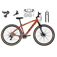 Bicicleta Aro 29 Gti Roma 24v K7 Câmbios Shimano Freio Hidráulico Garfo com Trava com Pneu Faixa Bege - Laranja 