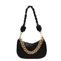 Pequenas Bolsas de Ombro para Mulheres Carteiras Moda Couro Leve Bolsas de Mão com Alça Removível (Black)